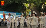 Đoàn nghi lễ Công an nhân dân biểu diễn chào mừng Kỷ niệm 75 năm ngày thành lập Quân đội nhân dân Việt Nam